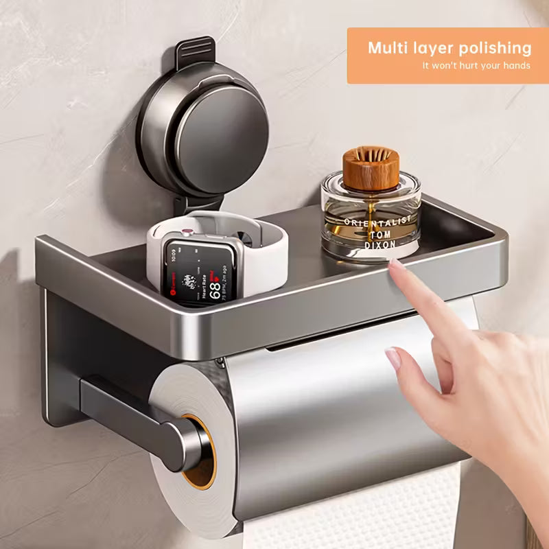 Nástěnný držák toaletního papíru 1/2 ks – bez vrtání, s přísavkou