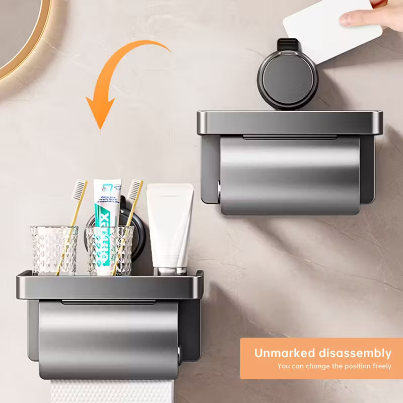 Nástěnný držák toaletního papíru 1/2 ks – bez vrtání, s přísavkou