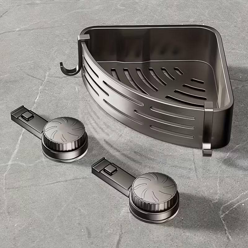 Úsporná rohová police do koupelny s přísavkami – bez vrtání