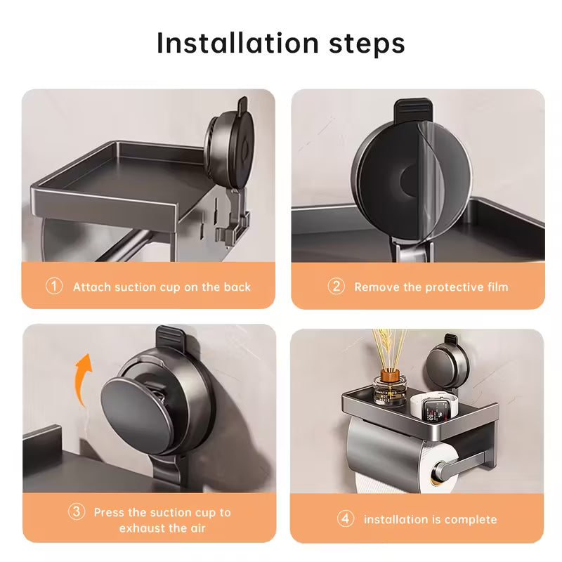 Nástěnný držák toaletního papíru 1/2 ks – bez vrtání, s přísavkou