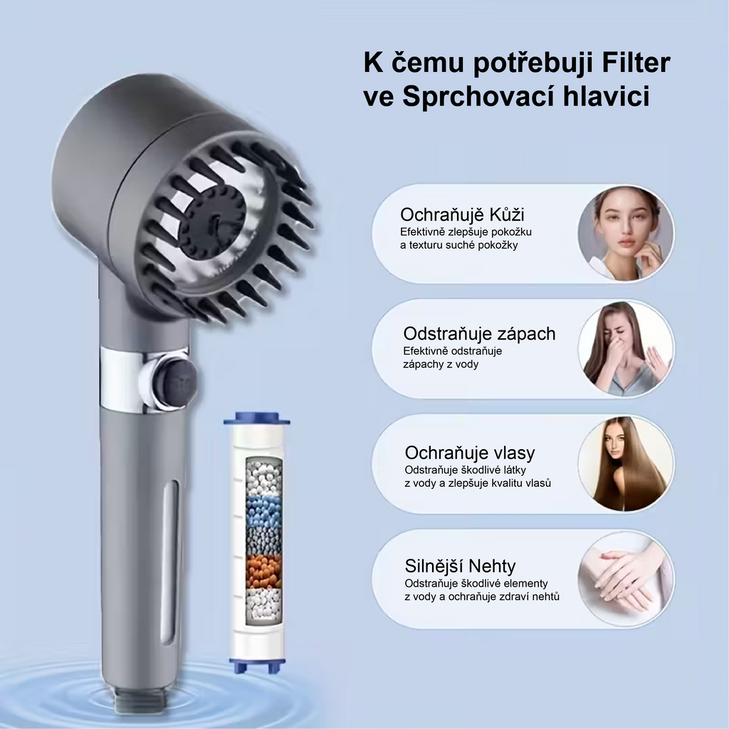 Masážní hlavice s filtrem