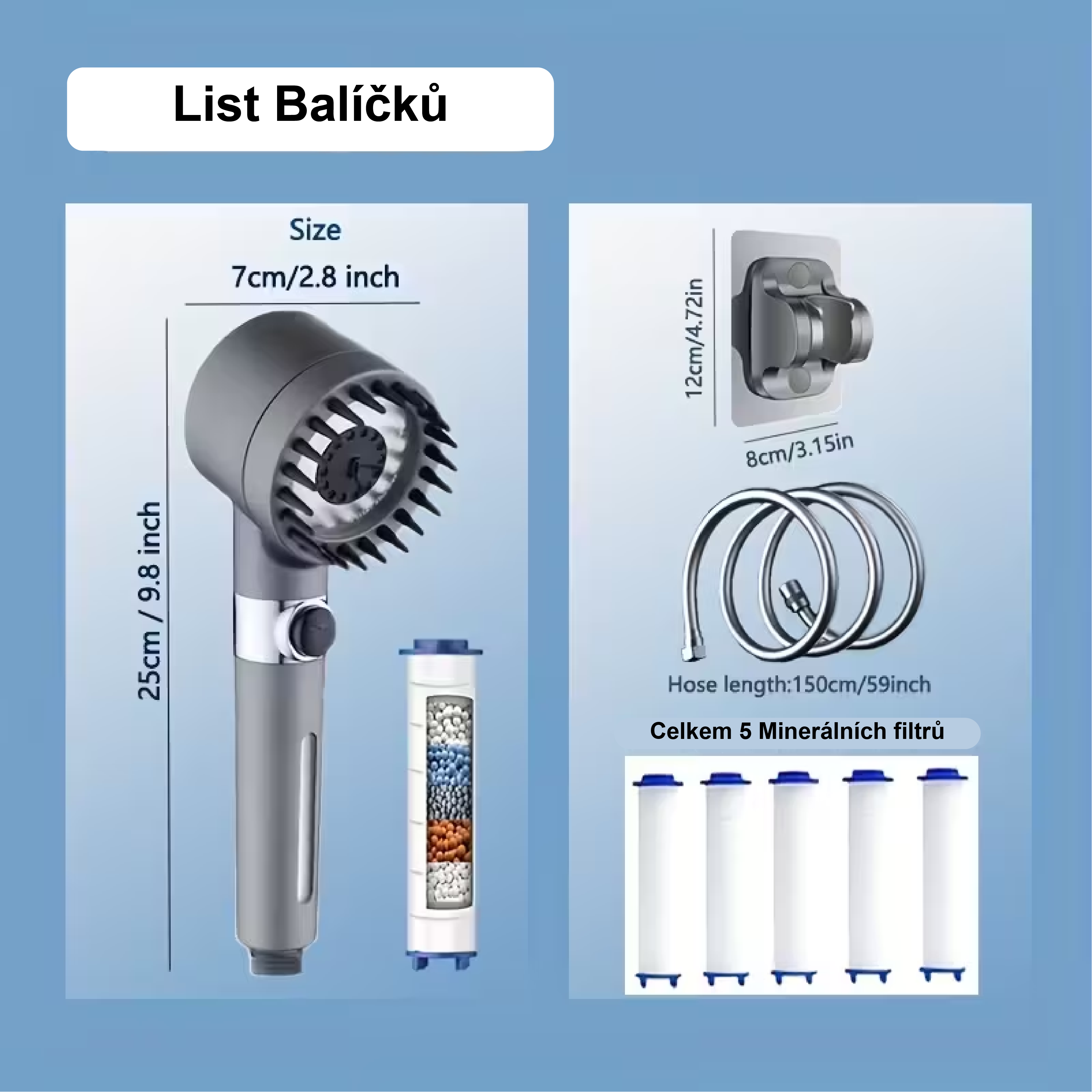 Masážní hlavice s filtrem